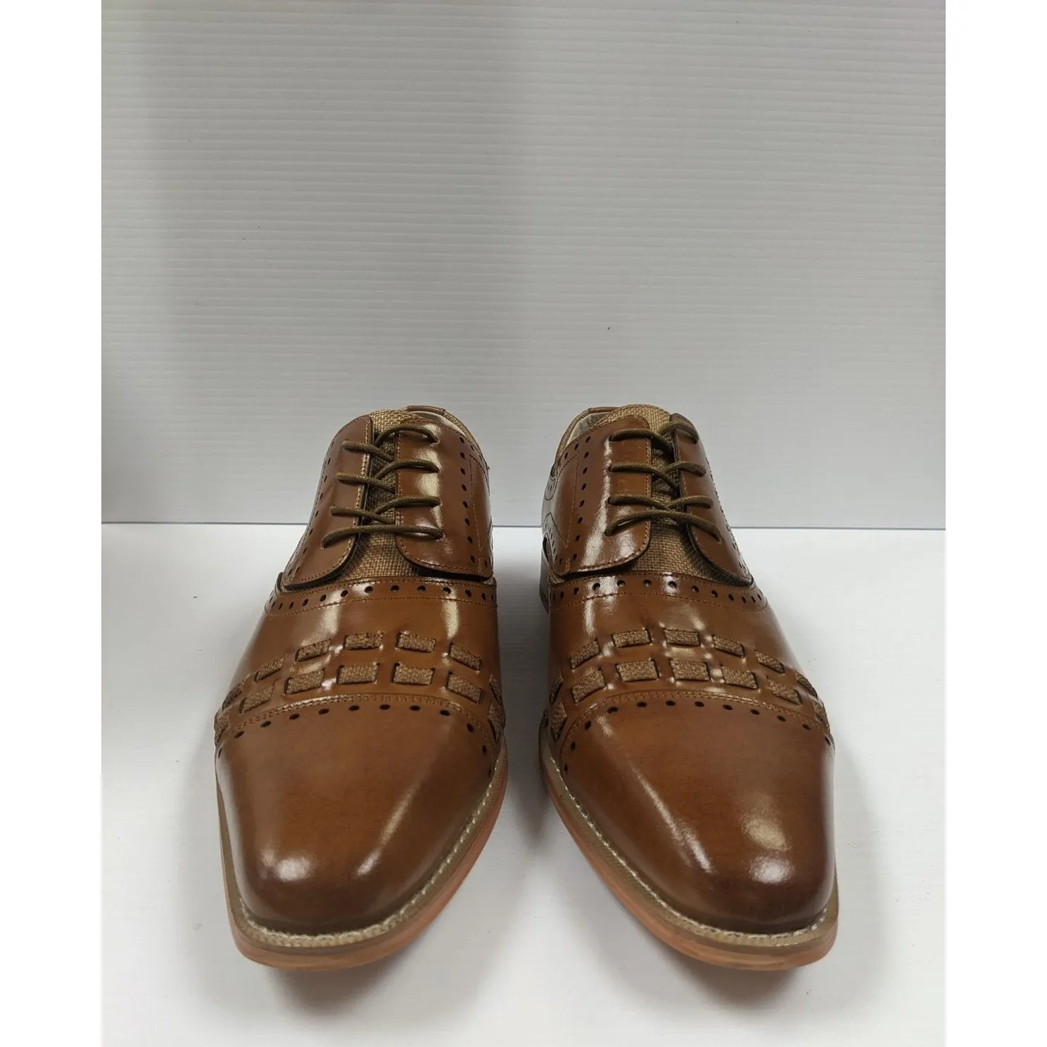 Giovanni Mens Tan 2 Tone Lace-up Oxford Leather Dress Shoes