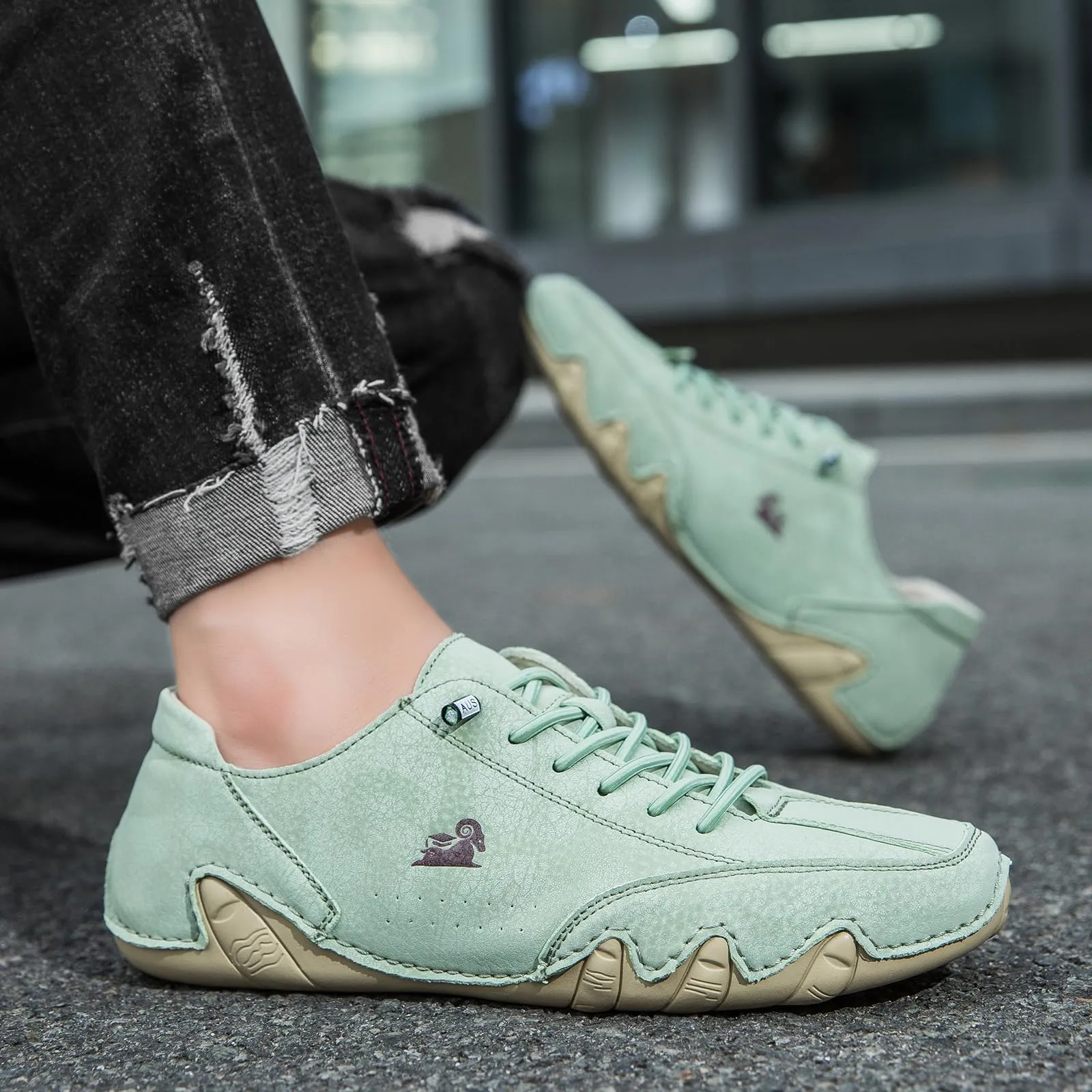 Handgefertigte aus Wildleder mit Klettverschluss, Beck-Schuhe für Herren, wasserdichte Leder-Freizeit-Sneaker, rutschfest, atmungsaktiv