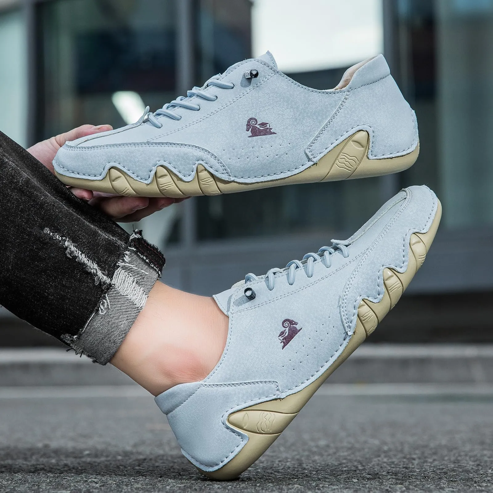 Handgefertigte aus Wildleder mit Klettverschluss, Beck-Schuhe für Herren, wasserdichte Leder-Freizeit-Sneaker, rutschfest, atmungsaktiv