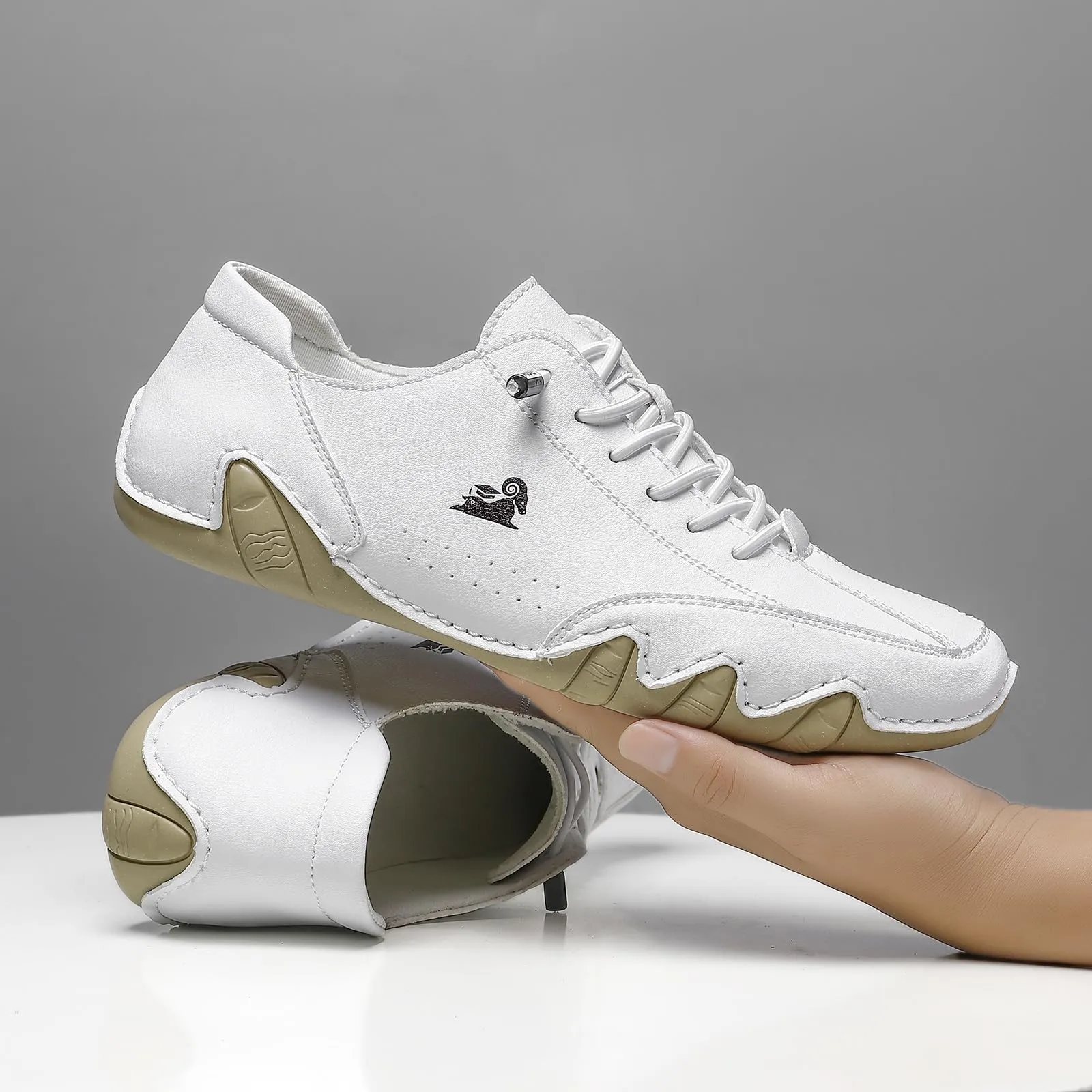 Handgefertigte aus Wildleder mit Klettverschluss, Beck-Schuhe für Herren, wasserdichte Leder-Freizeit-Sneaker, rutschfest, atmungsaktiv