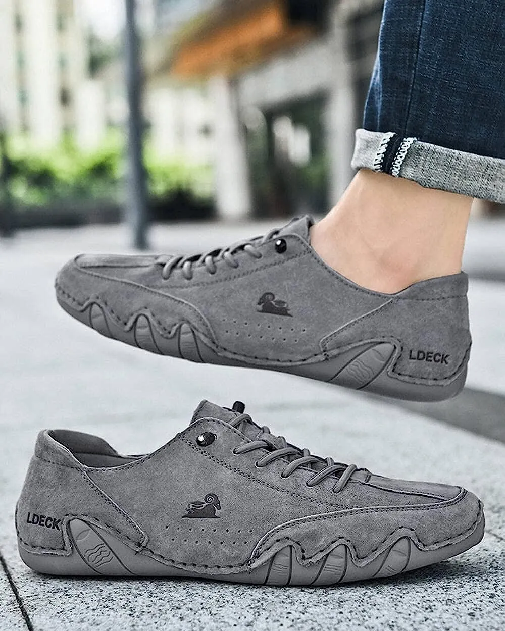 Handgefertigte aus Wildleder mit Klettverschluss, Beck-Schuhe für Herren, wasserdichte Leder-Freizeit-Sneaker, rutschfest, atmungsaktiv