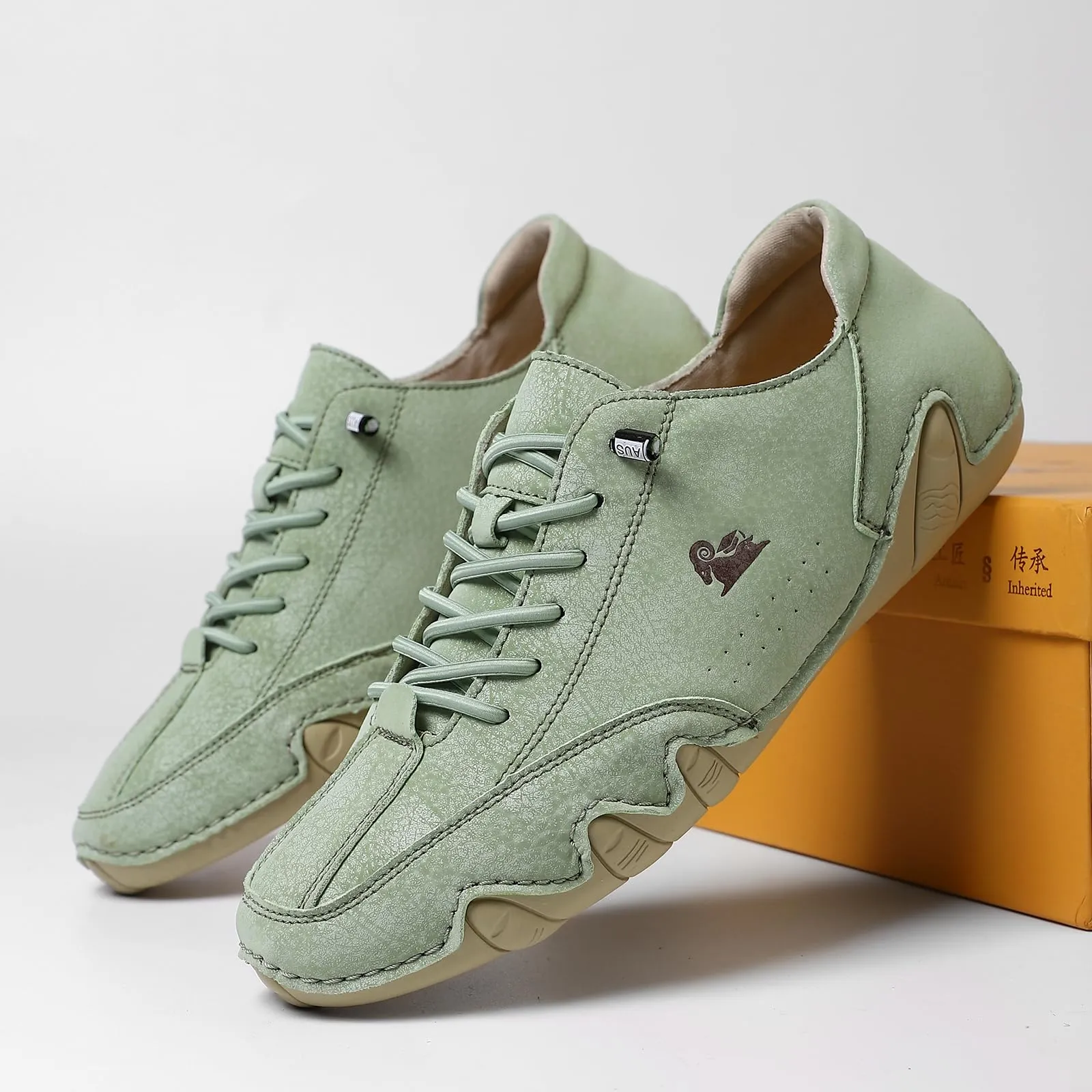 Handgefertigte aus Wildleder mit Klettverschluss, Beck-Schuhe für Herren, wasserdichte Leder-Freizeit-Sneaker, rutschfest, atmungsaktiv