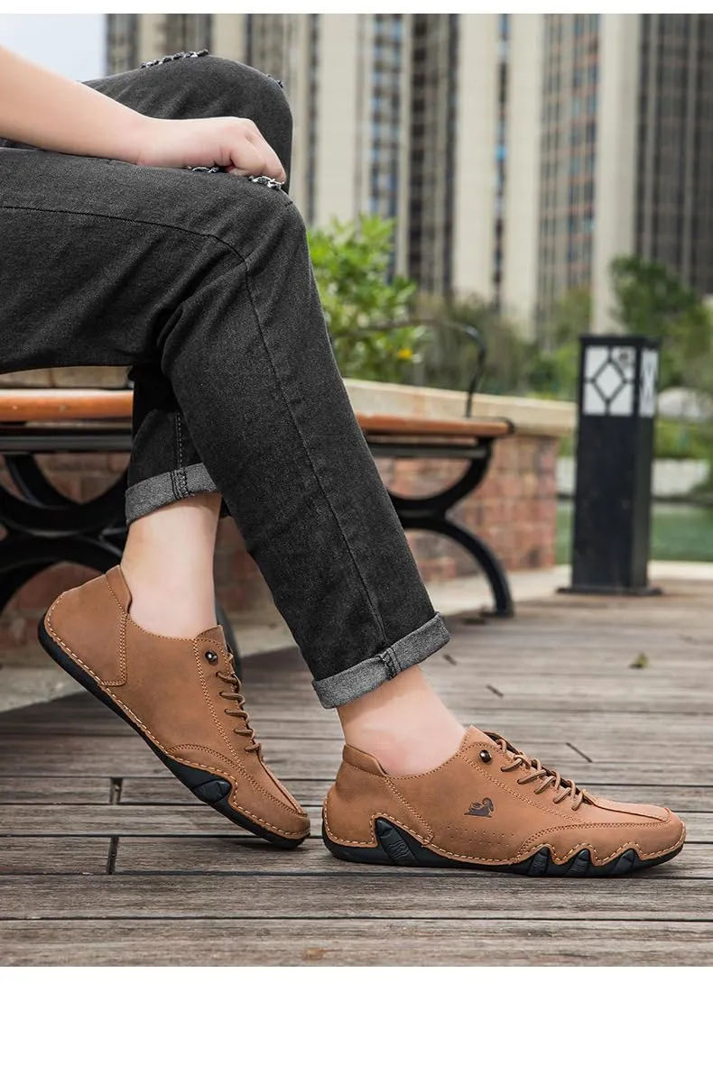 Handgefertigte aus Wildleder mit Klettverschluss, Beck-Schuhe für Herren, wasserdichte Leder-Freizeit-Sneaker, rutschfest, atmungsaktiv