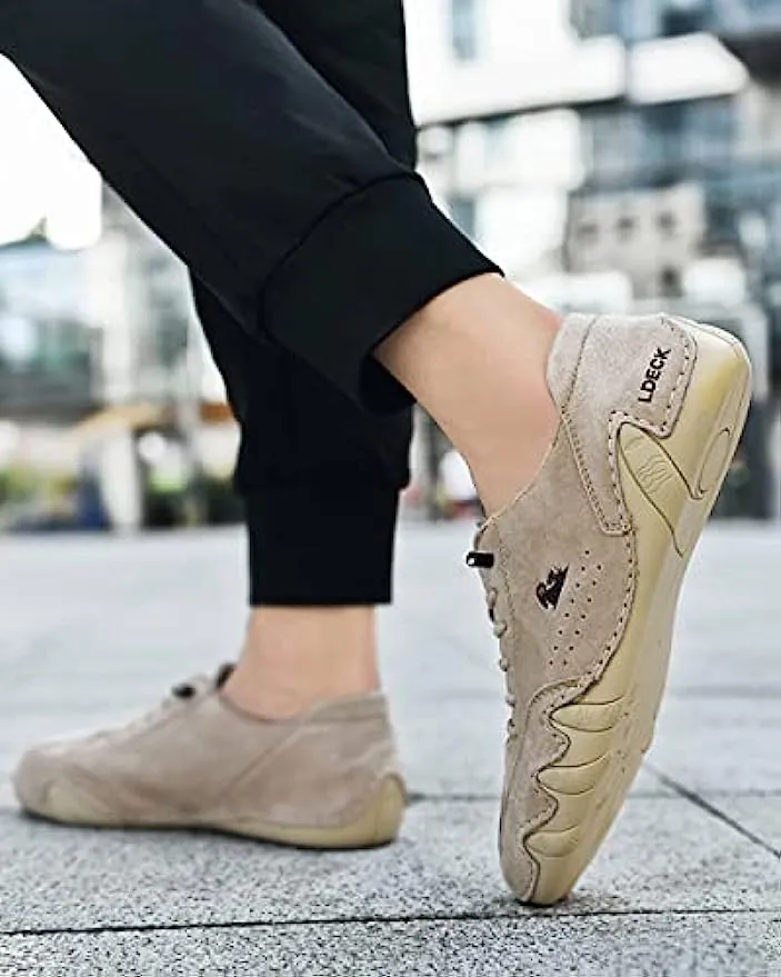 Handgefertigte aus Wildleder mit Klettverschluss, Beck-Schuhe für Herren, wasserdichte Leder-Freizeit-Sneaker, rutschfest, atmungsaktiv