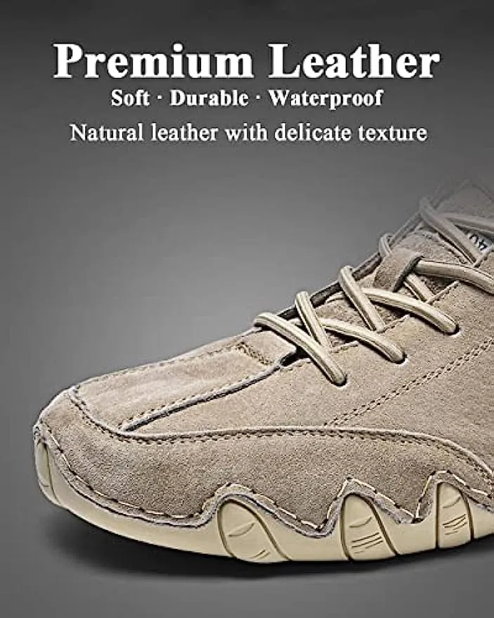 Handgefertigte aus Wildleder mit Klettverschluss, Beck-Schuhe für Herren, wasserdichte Leder-Freizeit-Sneaker, rutschfest, atmungsaktiv