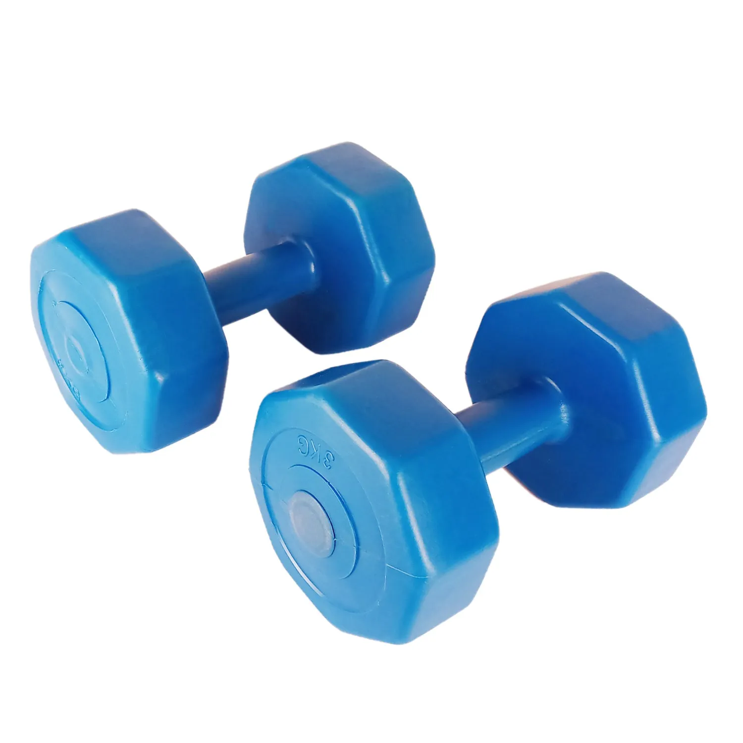 Prokick Vinyl Hex Dumbbells for Men and Women - 3 KG (BLUE - SET OF 2)