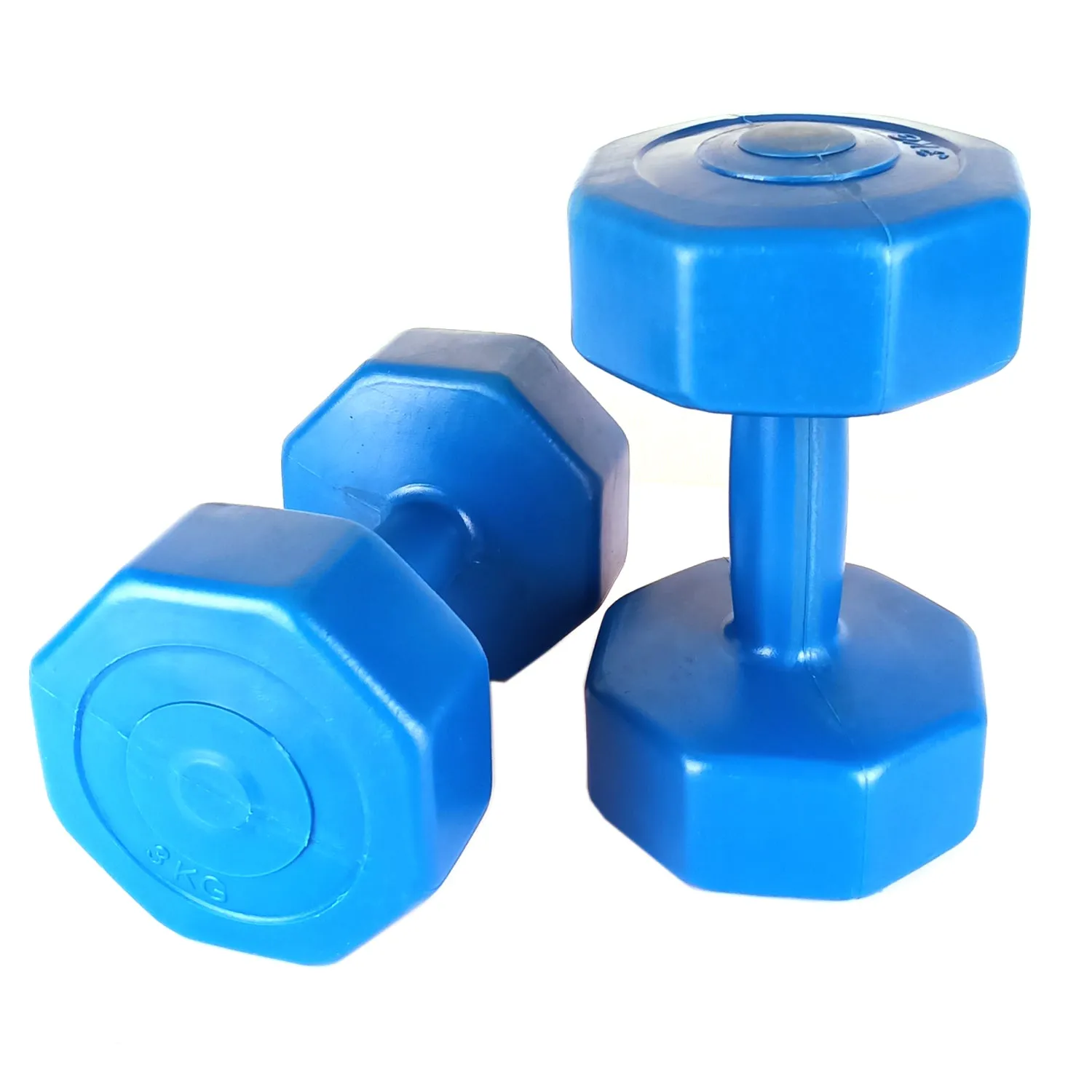 Prokick Vinyl Hex Dumbbells for Men and Women - 3 KG (BLUE - SET OF 2)